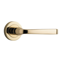 Door Lever Annecy Round Rose Pair Polished Brass D52xP65mm
(Latch/Lock Sold Separately) in Polished Brass