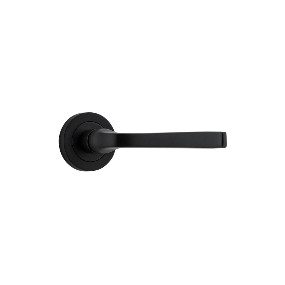 Door Lever Annecy Round Rose Pair Matt Black D52xP65mm
(Latch/Lock Sold Separately) in Matt Black