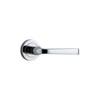 Door Lever Annecy Round Rose Pair Polished Chrome D52xP65mm
(Latch/Lock Sold Separately) in Polished Chrome