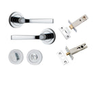 Door Lever Annecy Round Rose Pair Polished Chrome D52xP65mm Privacy Kit, Tube Latch Split Cam 'T' Striker Polished Chrome Backset 60mm, Privacy Bolt Round Bolt Polished Chrome Backset 60mm, Privacy Turn Oval Concealed Fix Round Polished Chrome D52… in Polished Chrome