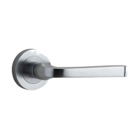 Door Lever Annecy Round Rose Pair Brushed Chrome D52xP65mm
(Latch/Lock Sold Separately) in Brushed Chrome