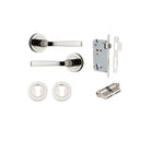 Door Lever Annecy Round Rose Pair Polished Nickel D52xP65mm Entrance Kit, Mortice Lock Euro Polished Nickel CTC85mm Backset 60mm, Euro Cylinder Dual Function 5 Pin Polished Nickel L65mm KA1, Escutcheon Euro Concealed Fix Round Pair Polished Nickel… in Polished Nickel