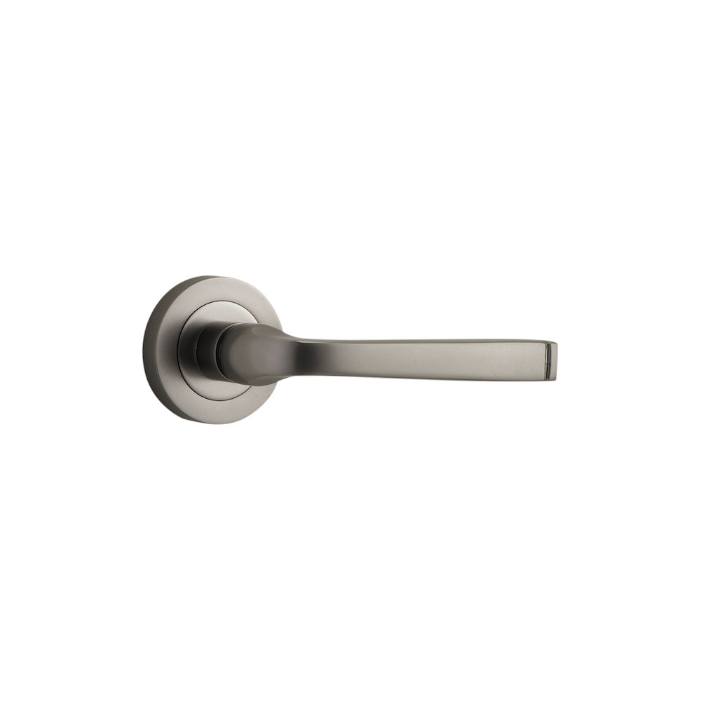 Door Lever Annecy Round Rose Pair Satin Nickel D52xP65mm
(Latch/Lock Sold Separately) in Satin Nickel
