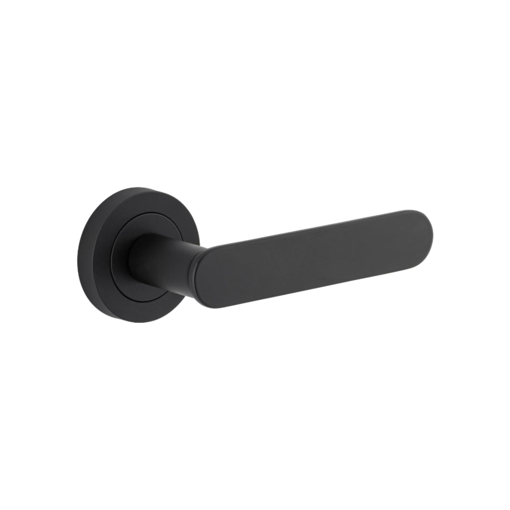 Door Lever Bronte Round Rose Pair Matt Black D52xP56mm in Matt Black