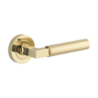 Door Lever Berlin Round Rose Pair Polished Brass L139xP60mm BPD52mm in Polished Brass