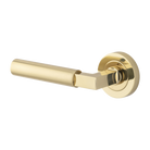 Door Lever Berlin Rose Round Concealed Fix Left Hand Fixed Polished Brass L120xP60mm BPD52mm in Polished Brass