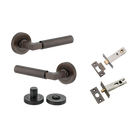 Door Lever Berlin Rose Round Signature Brass L120xP60mm BPD52mm Privacy Kit, Tube Latch Split Cam 'T' Striker Signature Brass Backset 60mm, Privacy Bolt Round Bolt Signature Brass Backset 60mm, Privacy Turn Berlin Concealed Fix Round D52xP35mm in Signature Brass
