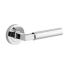 Door Lever Berlin Round Rose Pair Polished Chrome L139xP60mm BPD52mm in Polished Chrome