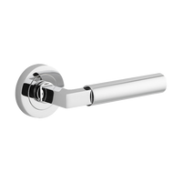 Door Lever Berlin Round Rose Pair Polished Chrome L139xP60mm BPD52mm in Polished Chrome
