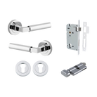 Door Lever Berlin Rose Round Pair Polished Chrome L120xP60mm BPD52mm, Mortice Lock Euro Polished Chrome CTC85mm Backset 60mm, Euro Cylinder Key Thumb 5 Pin Polished Chrome 65mm KA4, Escutcheon Euro Concealed Fix Round Pair Polished Chrome D52xP10mm in Polished Chrome
