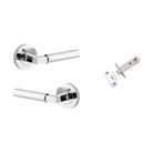 Door Lever Berlin Rose Round Polished Chrome L120xP60mm BPD52mm Inbuilt Privacy Kit, Tube Latch Privacy with Faceplate & T striker Backset 60mm in Polished Chrome