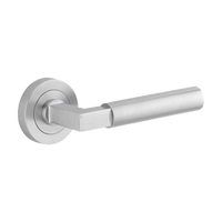 Door Lever Berlin Round Rose Pair Brushed Chrome L139xP60mm BPD52mm in Brushed Chrome