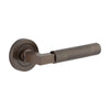 Door Lever Brunswick Knurled Round Rose Pair Signature Brass D52xP60mm in Signature Brass