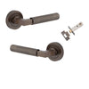 Door Lever Brunswick Knurled Rose Round Signature Brass L120xP60mm BPD52mm Passage Kit Tube Latch Split Cam 'T' Striker Signature Brass Backset 60mm in Signature Brass