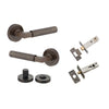 Door Lever Brunswick Knurled Rose Round Signature Brass L120xP60mm BPD52mm Privacy Kit Tube Latch Split Cam 'T' Striker Signature Brass Backset 60mm, Privacy Bolt Round Bolt Backset 60mm, Privacy Turn Brunswick Concealed Fix Round Knurled D52xP35mm in Sig