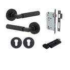 Door Lever Brunswick Rose Round Pair Matt Black L120xP60mm BPD52mm Mortice Lock Euro Matt Black CTC85mm Backset 60mm Euro Cylinder Key Thumb 5 Pin Matt Black 65mm KA4 Escutcheon Euro Concealed Fix Round Pair Matt Black D52xP10mm in Matt Black