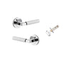 Door Lever Brunswick Rose Round Polished Chrome L120xP60mm BPD52mm Inbuilt Privacy Kit Tube Latch Privacy with Faceplate & T striker Backset 60mm in Polished Chrome