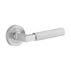 Door Lever Brunswick Knurled Round Rose Pair Brushed Chrome D52xP60mm in Brushed Chrome