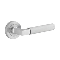 Door Lever Brunswick Knurled Round Rose Pair Brushed Chrome D52xP60mm in Brushed Chrome