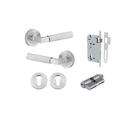 Door Lever Brunswick Rose Round Pair Brushed Chrome L120xP60mm BPD52mm Mortice Lock Euro Brushed Chrome CTC85mm Backset 60mm Euro Cylinder Dual Function 5 Pin Brushed Chrome 65mm KA4 Escutcheon Euro Concealed Fix Round Pair D52xP10mm in Brushed Chrome