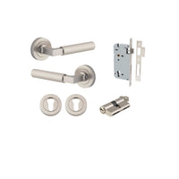 Door Lever Brunswick Rose Round Pair Satin Nickel L120xP60mm BPD52mm Mortice Lock Euro Satin Nickel CTC85mm Backset 60mm Euro Cylinder Dual Function 5 Pin Satin Nickel 65mm KA4 Escutcheon Euro Concealed Fix Round Pair Satin Nickel D52xP10mm in Satin Nickel