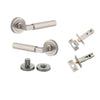 Door Lever Brunswick Knurled Rose Round Satin Nickel L120xP60mm BPD52mm Privacy Kit, Tube Latch Split Cam 'T' Striker Satin Nickel Backset 60mm, Privacy Bolt Round Bolt Backset 60mm, Privacy Turn Brunswick Concealed Fix Round Knurled D52xP35mm in Satin Ni