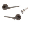 Door Lever Como Rose Round Signature Brass L119xP62mm BPD52mm Passage Kit, Tube Latch Split Cam 'T' Striker Signature Brass Backset 60mm in Signature Brass