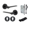 Door Lever Como Rose Round Pair Matt Black L119xP62mm BPD52mm, Mortice Lock Euro Matt Black CTC85mm Backset 60mm, Euro Cylinder Key Thumb 5 Pin Matt Black 65mm KA4, Escutcheon Euro Concealed Fix Round Pair Matt Black D52xP10mm in Matt Black
