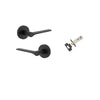 Door Lever Como Rose Round Matt Black L119xP62mm BPD52mm Inbuilt Privacy Kit, Tube Latch Privacy with Faceplate & T striker Backset 60mm in Matt Black