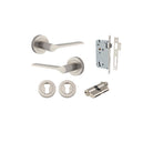 Door Lever Como Rose Round Pair Satin Nickel L119xP62mm BPD52mm, Mortice Lock Euro Satin Nickel CTC85mm Backset 60mm, Euro Cylinder Dual Function 5 Pin Satin Nickel 65mm KA4, Escutcheon Euro Concealed Fix Round Pair Satin Nickel D52xP10mm in Satin Nickel