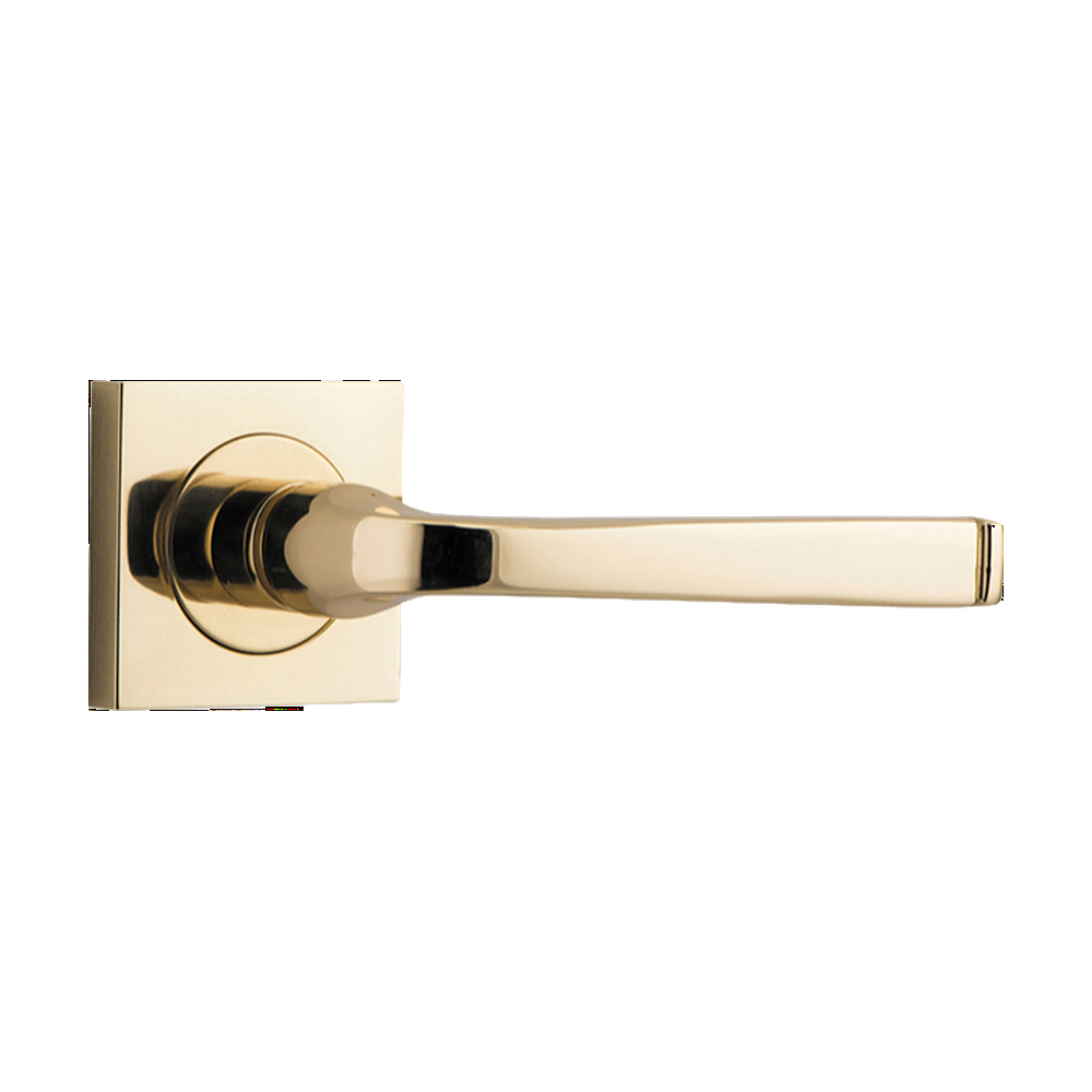 Door Lever Annecy Square Rose Pair Polished Brass H52xW52xP65mm
(Latch/Lock Sold Separately) in Polished Brass