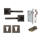 Door Lever Annecy Square Rose Pair Signature Brass H52xW52xP65mm Entrance Kit, Mortice Lock Euro Signature Brass CTC85mm Backset 60mm, Euro Cylinder Dual Function 5 Pin Signature Brass L65mm KA1, Escutcheon Euro Concealed Fix Square Pair Signature … in Signature Brass