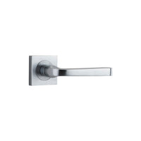 Door Lever Annecy Square Rose Pair Brushed Chrome H52xW52xP65mm
(Latch/Lock Sold Separately) in Brushed Chrome