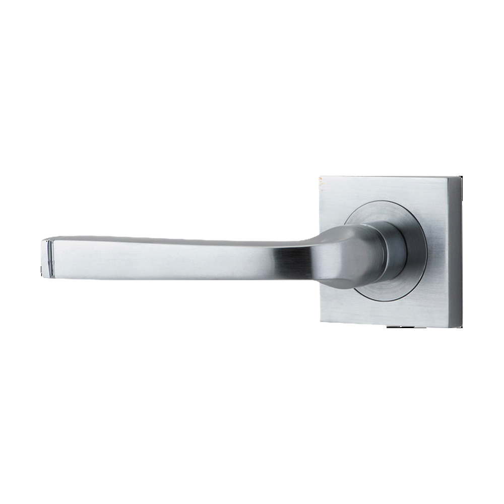 Door Lever Annecy Rose Square Concealed Fix Left Hand Fixed Brushed Chrome L117xP66mm BPH52xW52mm in Brushed Chrome