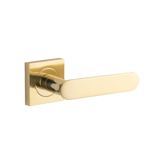 Door Lever Bronte Rose Square Pair Polished Brass H52xW52xP56mm in Polished Brass