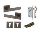 Door Lever Bronte Rose Square Pair Signature Brass L117xP56mm BPH52xW52mm, Mortice Lock Euro Signature Brass CTC85mm Backset 60mm, Euro Cylinder Key Thumb 5 Pin Signature Brass 65mm KA4, Escutcheon Euro Concealed Fix Square Pair H52xW52xP10mm in Signature