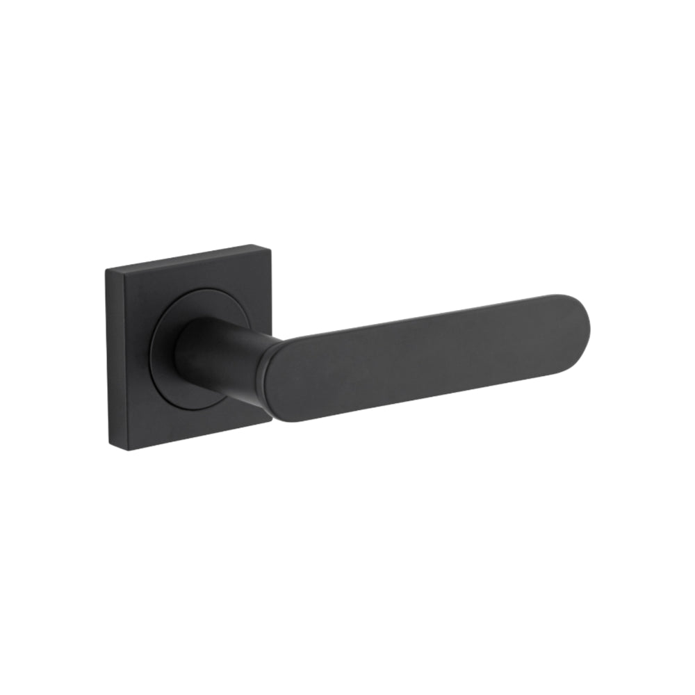 Door Lever Bronte Rose Square Pair Matt Black H52xW52xP56mm in Matt Black