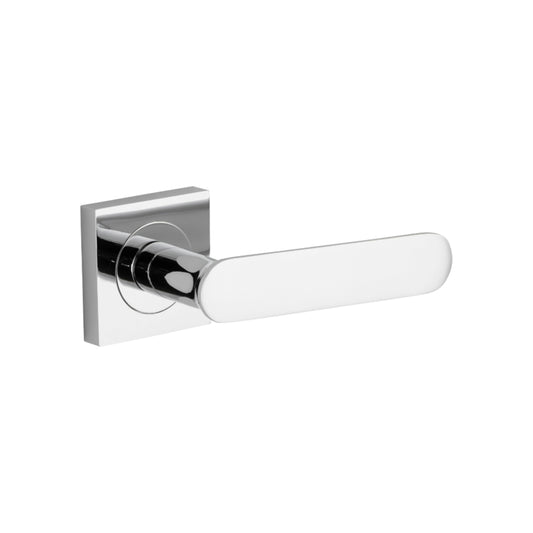 Door Lever Bronte Rose Square Pair Polished Chrome H52xW52xP56mm in Polished Chrome