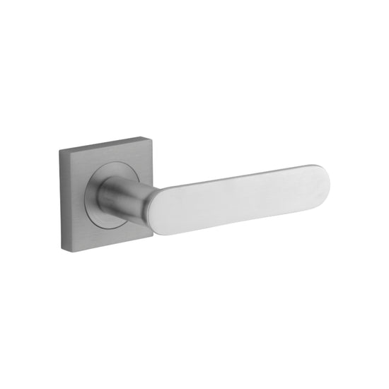 Door Lever Bronte Rose Square Pair Brushed Chrome H52xW52xP56mm in Brushed Chrome