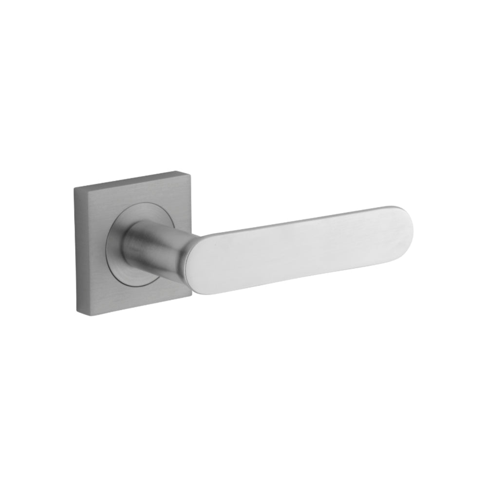 Door Lever Bronte Rose Square Pair Brushed Chrome H52xW52xP56mm in Brushed Chrome