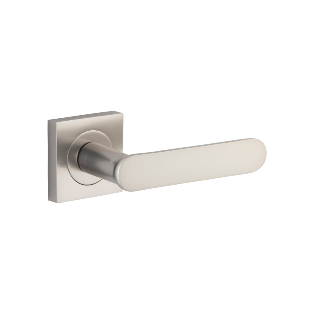 Door Lever Bronte Rose Square Pair Satin Nickel H52xW52xP56mm in Satin Nickel