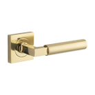Door Lever Berlin Square Rose Pair Polished Brass L139xP60mm BP52x52mm in Polished Brass
