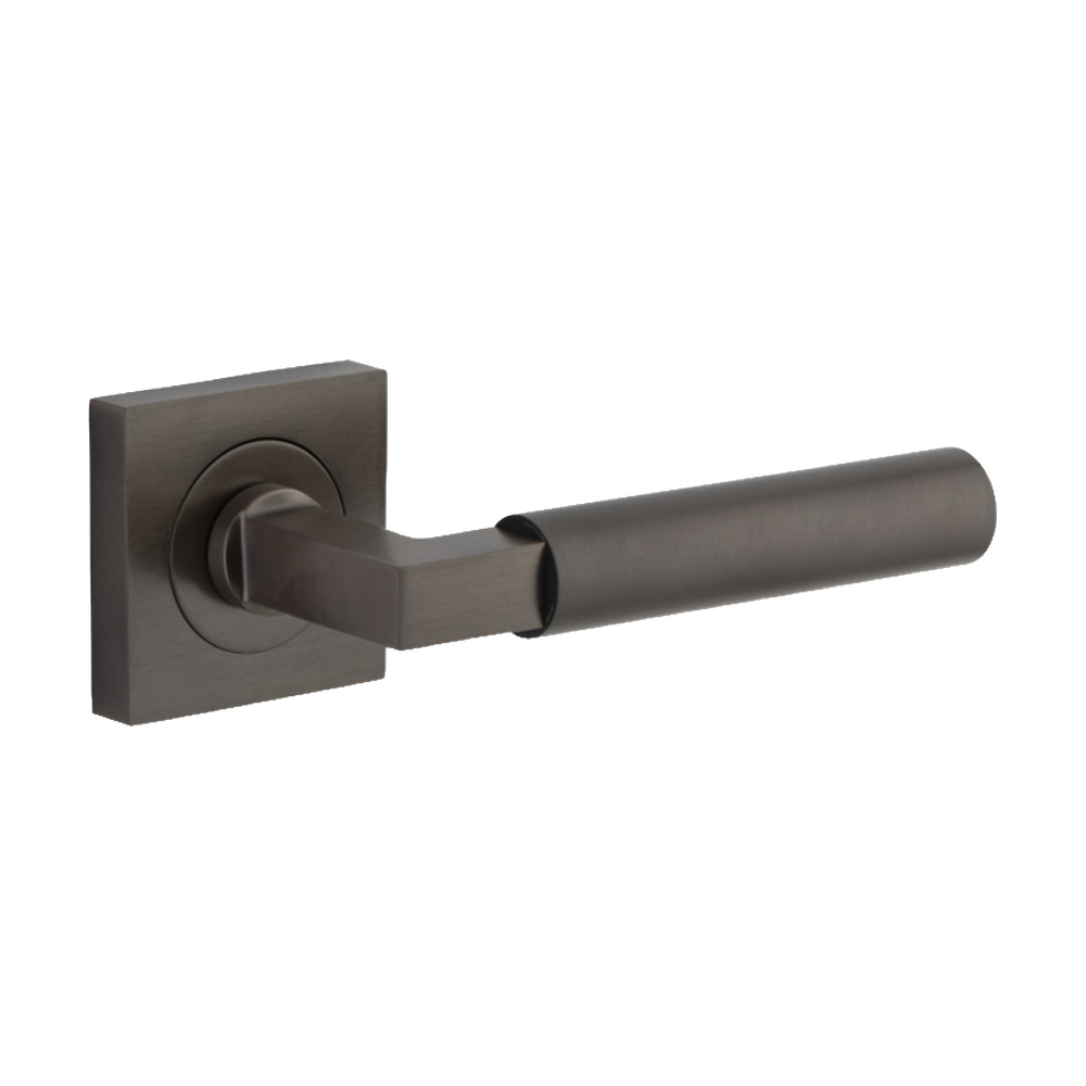 Door Lever Berlin Square Rose Pair Signature Brass L139xP60mm BP52x52mm in Signature Brass