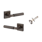 Door Lever Berlin Rose Square Signature Brass L120xP60mm BPH52xW52mm Inbuilt Privacy Kit, Tube Latch Privacy with Faceplate & T striker Backset 60mm in Signature Brass