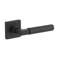 Door Lever Berlin Square Rose Pair Matt Black L139xP60mm BP52x52mm in Matt Black