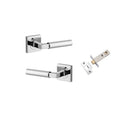 Door Lever Berlin Rose Square Polished Chrome L120xP60mm BPH52xW52mm Passage Kit, Tube Latch Split Cam 'T' Striker Polished Chrome Backset 60mm in Polished Chrome