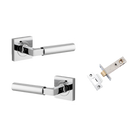 Door Lever Berlin Rose Square Polished Chrome L120xP60mm BPH52xW52mm Passage Kit, Tube Latch Split Cam 'T' Striker Polished Chrome Backset 60mm in Polished Chrome