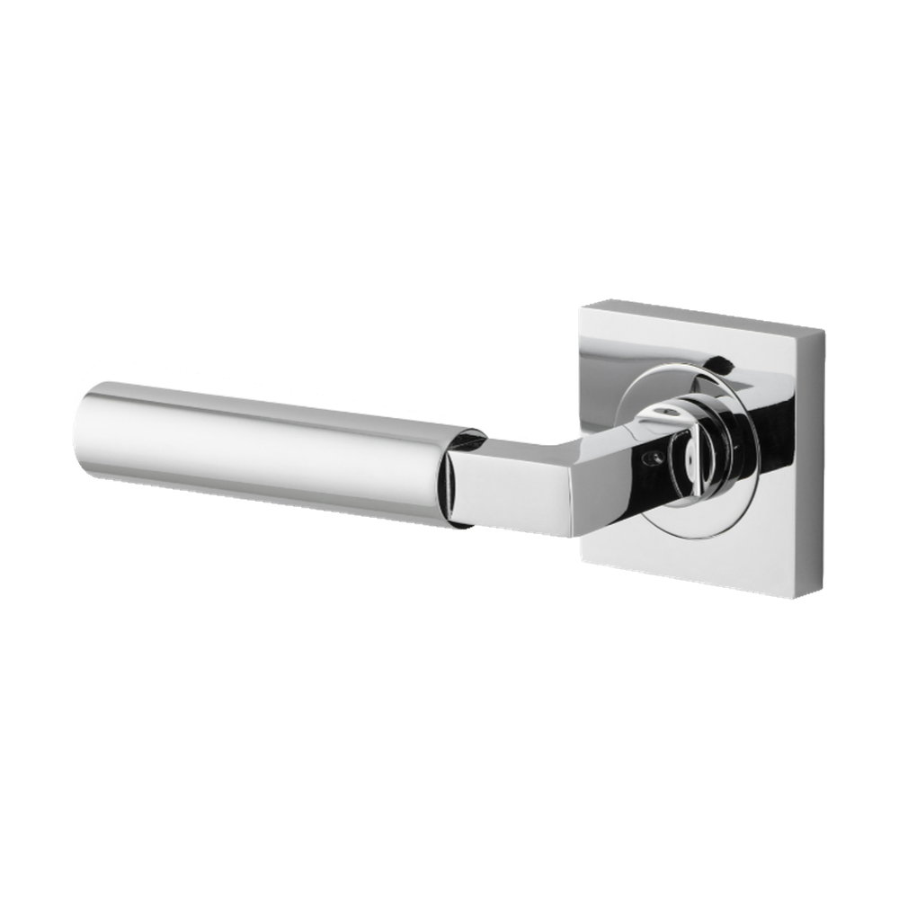 Door Lever Berlin Rose Square Concealed Fix Left Hand Fixed Polished Chrome L120xP60mm BPH52xW52mm in Polished Chrome