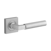 Door Lever Berlin Square Rose Pair Brushed Chrome L139xP60mm BP52x52mm in Brushed Chrome