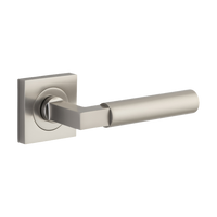 Door Lever Berlin Square Rose Pair Satin Nickel L139xP60mm BP52x52mm in Satin Nickel